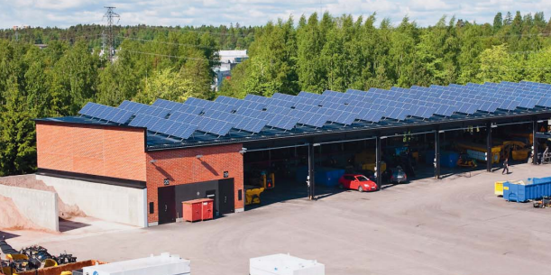 Aurinkosähköjärjestelmä Espoon varikko