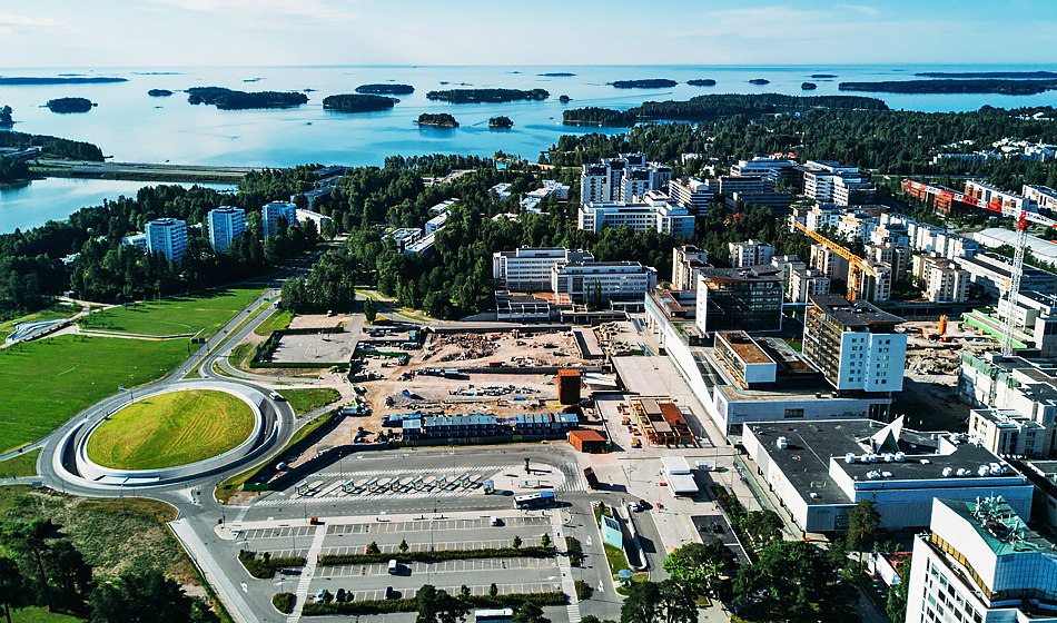 Espoon keskustaa ilmakuvassa