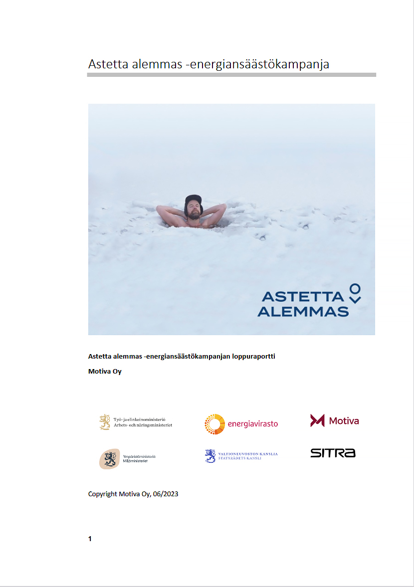 Astetta alemmas -energiansäästökampanjan loppuraportti