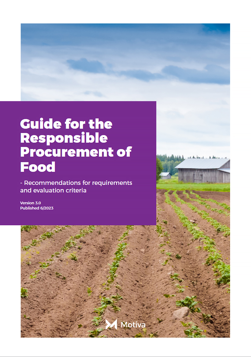 Guide for the Responsible Procurement of Food – Recommendations for requirements and evaluation criteria -cover of the publication