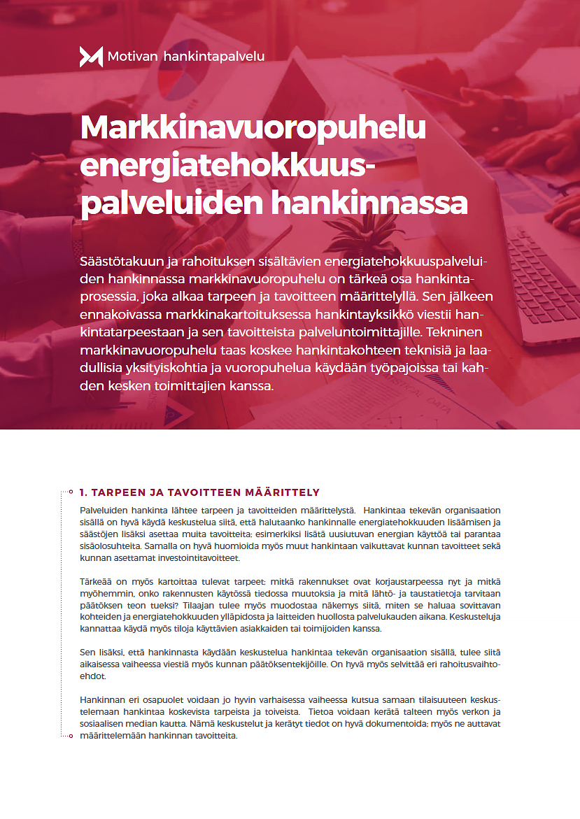 Markkinavuoropuhelu energiatehokkuuspalveluiden hankinnassa