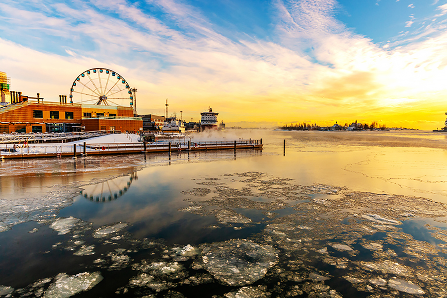 Näkymä Helsingin kaupungin rannasta